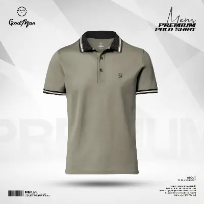 Picture of GoodMan Premium Quality Beige Color Cotton Short Sleeve Polo T Shirt for Men.