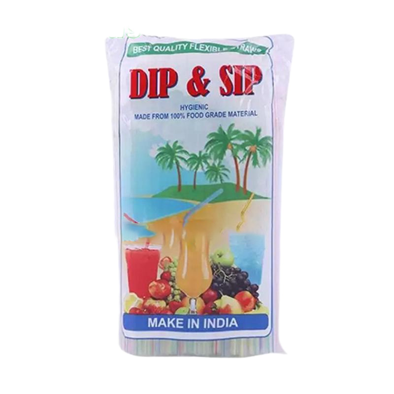 Picture of Dip and Sip Plastic Straws - 100pcs (Multicolor)
