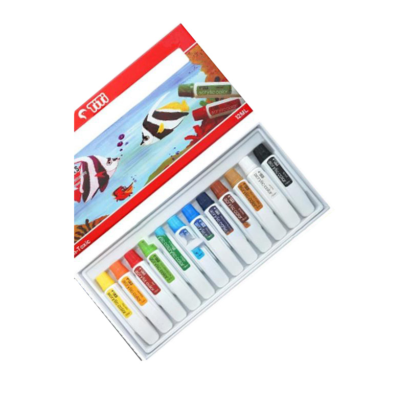 Picture of Titi Acrylic Color Paint 12 Colour Tubes 12ml Box for Artists - water color