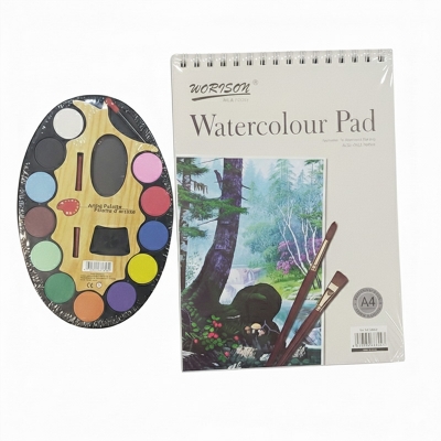 Picture of Combo pack of A4 watercolor and Artist  pad water color cake