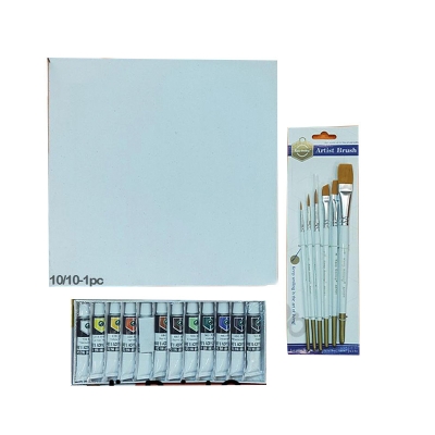 Picture of Acrylic Paint,  Canvas- - 10/10, Artist Brush -6pcs ,combo pack-03