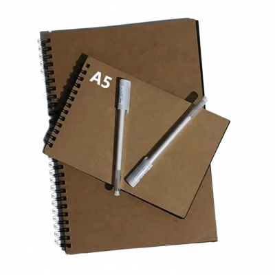 Picture of A4 & A5 black note book ( With2PC white gel pen free)