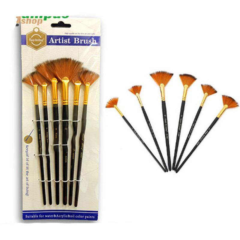 Picture of KeepSmiling Artist Brush Paint Brush Fan brush, Suitable for Water & Acrylic & Oil color paint 6 pcs