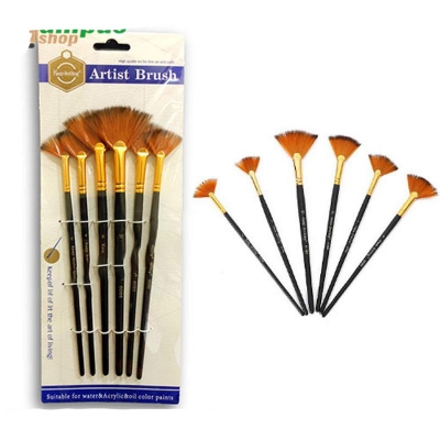 Picture of KeepSmiling Artist Brush Paint Brush Fan brush, Suitable for Water & Acrylic & Oil color paint 6 pcs