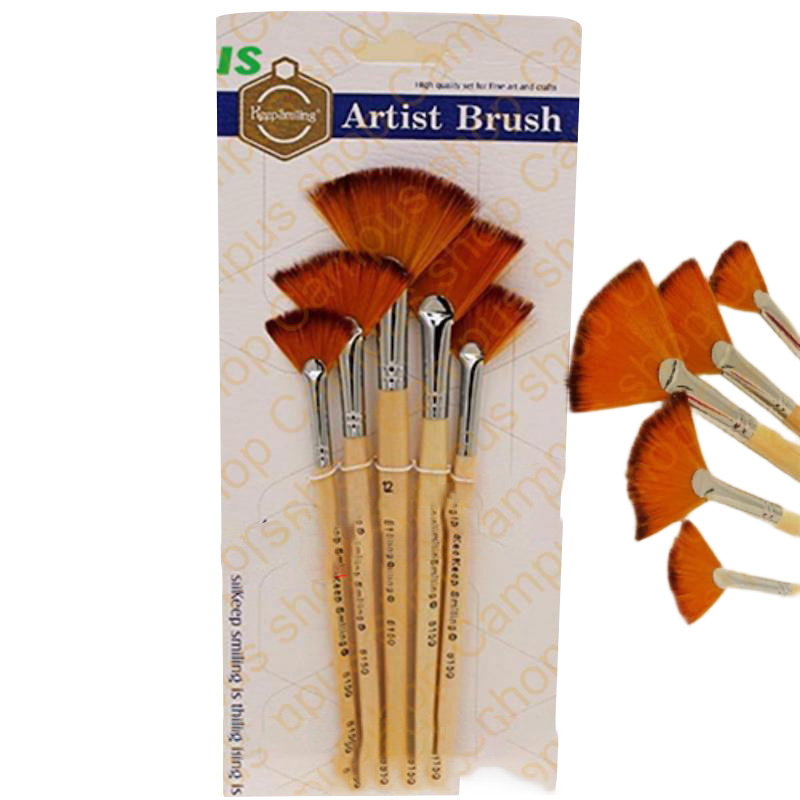 Picture of KeepSmiling Artist Brush Set Professional Fan Brush for Oil Color, Watercolor, Acrylic Color,(#8150) 5 Pcs