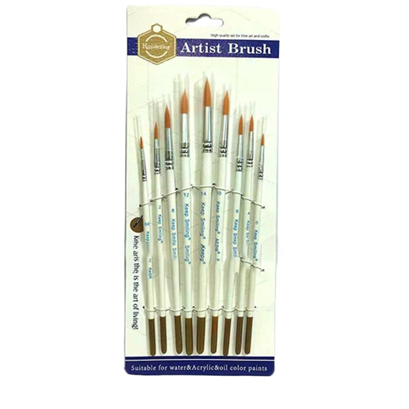 Picture of KeepSmiling Artist Round Painting Brush Set Suitable for Water & Acrylic & Oil Color paint 9 Pcs