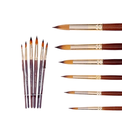 Picture of KeepSmiling Artist Round Brush Set Professional Fine Tip Paint Brush Set Round Pointed Tip Nylon Hair Artist Acrylic Brush For Acrylic, Watercolor & Oil Painting,Pack Of 6 Pcs