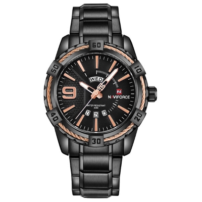 Picture of NAVIFORCE NF9117 Black Stainless Steel Analog Watch for Men - RoseGold & Black