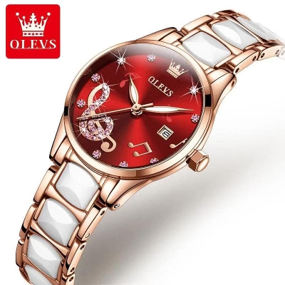 Picture of Olevs 3605 RoseGold  Ceramics Watchstrap Analoge Wrist Watch For Women