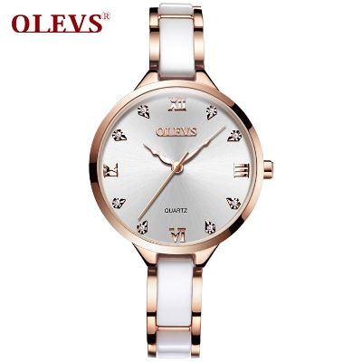 Picture of Olevs 5872 White  Stainless Steel Analoge Wrist Watch For Women