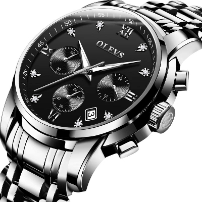 Picture of Olevs 2858 Silver Stainless Steel Chronograph Wrist Watch For Men