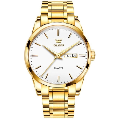 Picture of Olevs 6898 Golden Stainless Steel Analoge Wrist Watch For Men