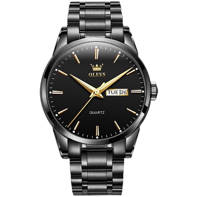 Picture of Olevs 6898 Black Stainless Steel Analoge Wrist Watch For Men