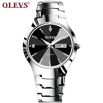 Picture of Olevs 8697 Silver Tungsten Steel Analoge Wrist Watch For Men