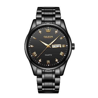 Picture of Olevs 5563 Black Stainless Steel Analog Wrist Watch For Men