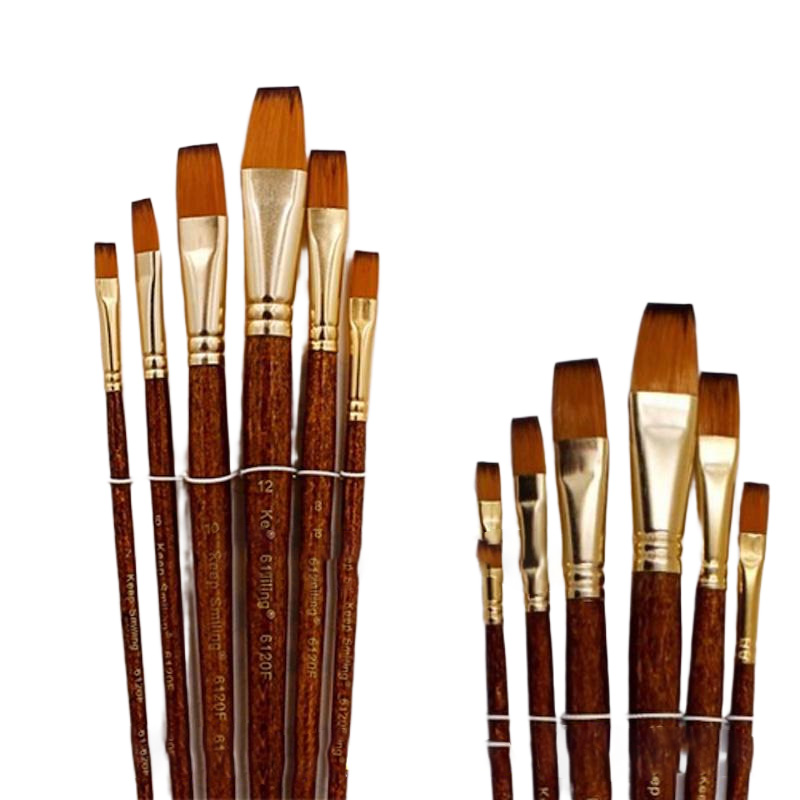 Picture of KeepSmiling Artist Flat Paint Brush Set, Suitable for Water & Acrylic & Oil Color paint 6 Pcs