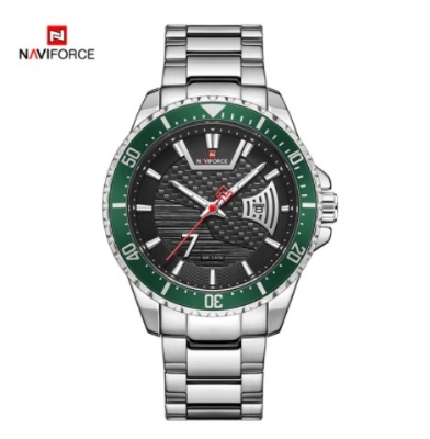 Picture of NAVIFORCE NF9191 Silver Stainless Steel Analog Watch For Men - Green & Silver
