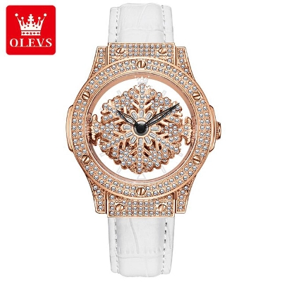 Picture of Olevs 9938L White PU Leather Analoge Wrist Watch For Women