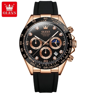 Picture of Olevs 2875 Black TPU Rubber Chronograph Wrist Watch For Men