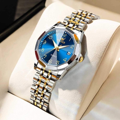 Picture of Olevs 9970L Silver Golden Two Tone Stainless Steel Analog Wrist Watch For Women