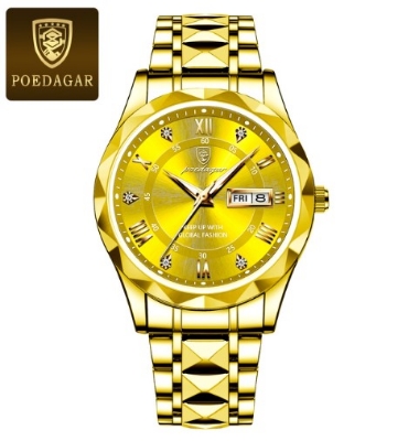 Picture of Poedagar PO615 Golden Stainless Steel Analog Wrist Watch For Men - Golden