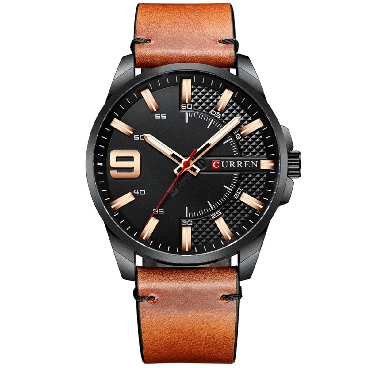 Picture of CURREN 8371 Brown PU Leather Analog Watch For Men - Black & Brown
