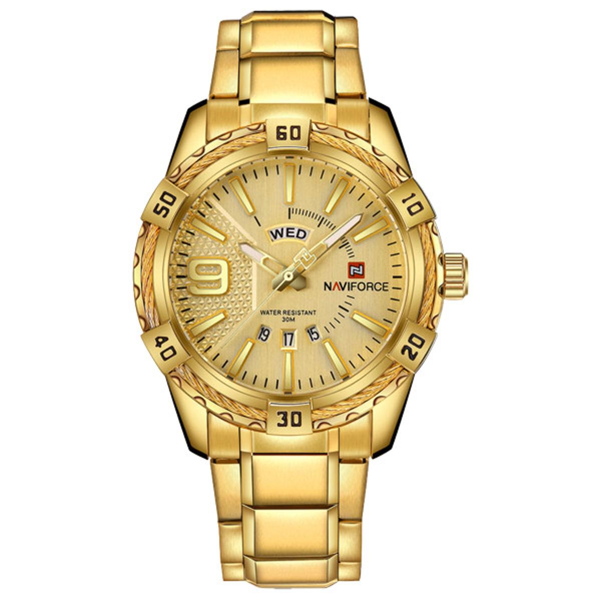Picture of NAVIFORCE NF9117 Golden Stainless Steel Analog Watch for Men - Golden