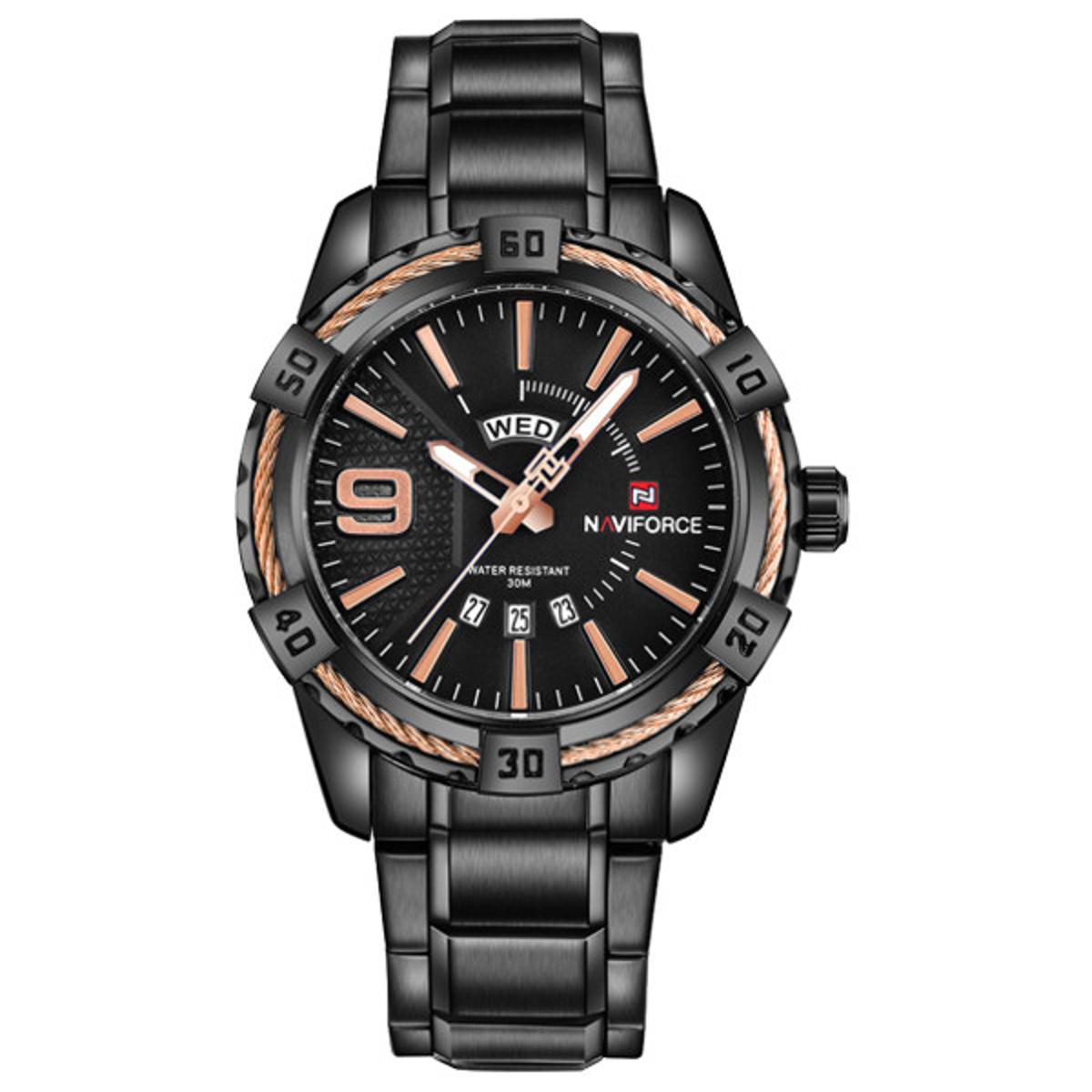 Picture of NAVIFORCE NF9117 Black Stainless Steel Analog Watch for Men - RoseGold & Black