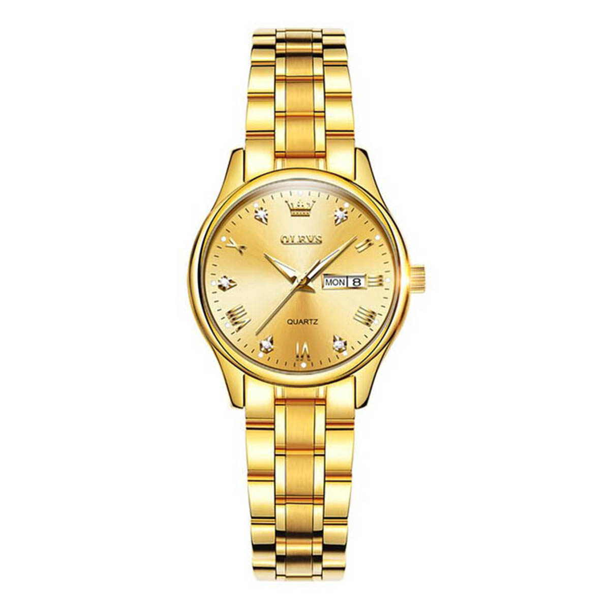 Picture of Olevs 5563 Golden Stainless Steel Analog Wrist Watch For Women