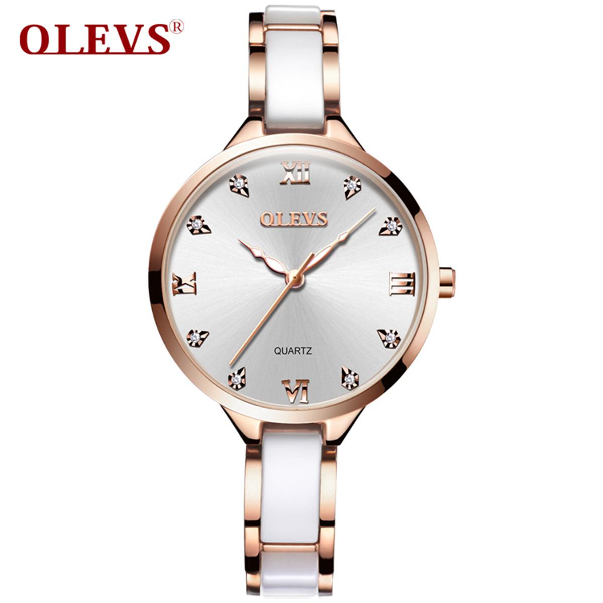 Picture of Olevs 5872 White  Stainless Steel Analoge Wrist Watch For Women