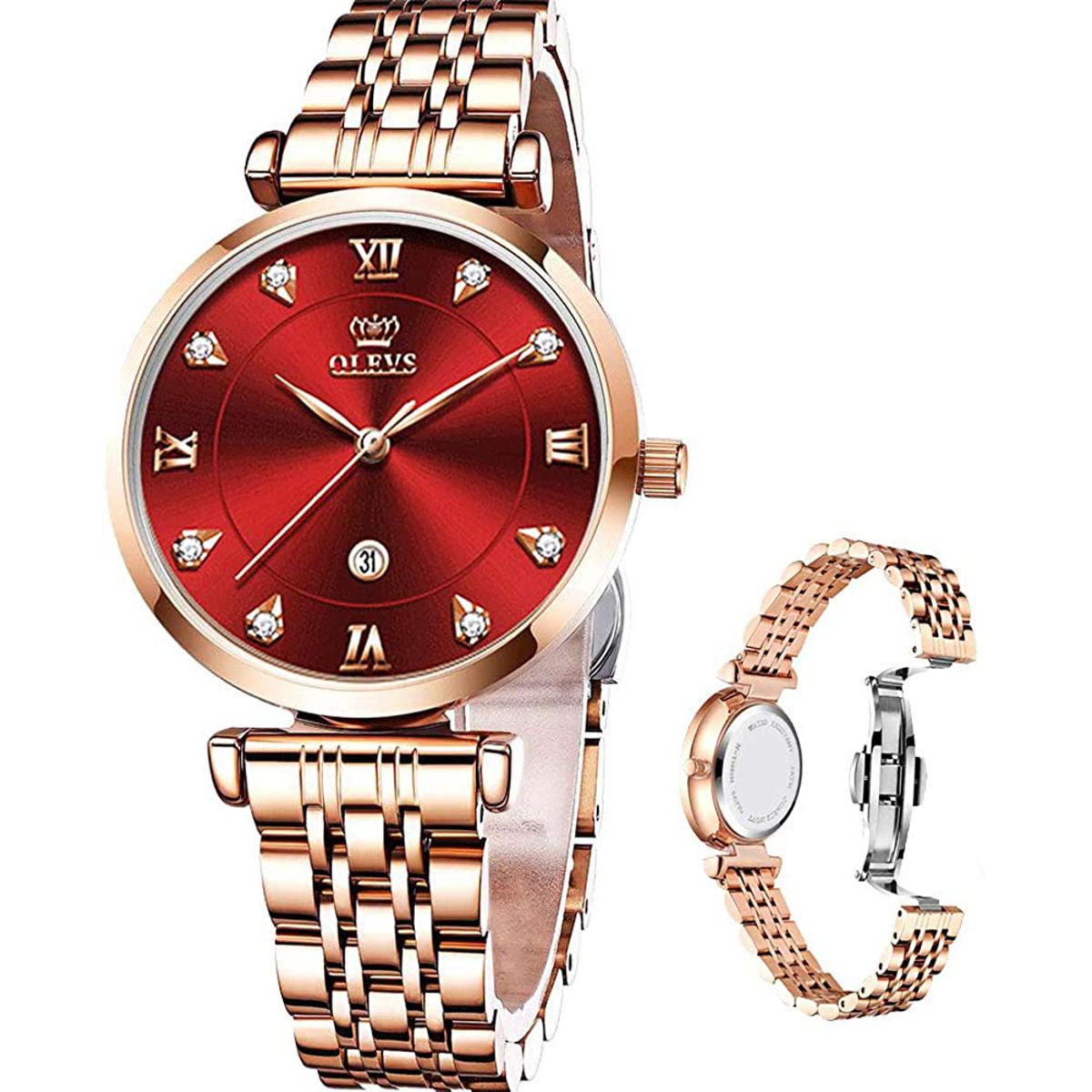 Picture of Olevs 5866 RoseGold Stainless Steel Analoge Wrist Watch For Women