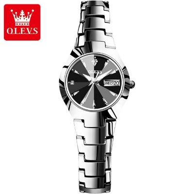 Picture of Olevs 8697 Silver Tungsten Steel Analoge Wrist Watch For Women