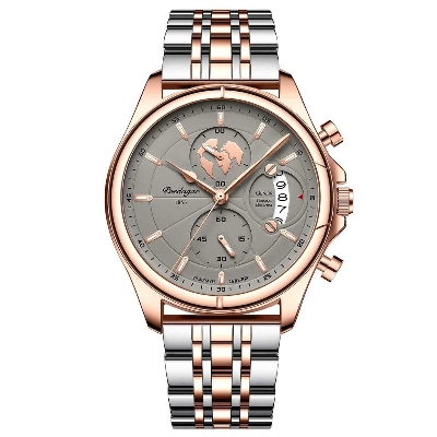 Picture of Poedagar PO802S Silver & RoseGold Stainless Steel Analog  Wrist Watch For Men - Green & Silver & RoseGold 