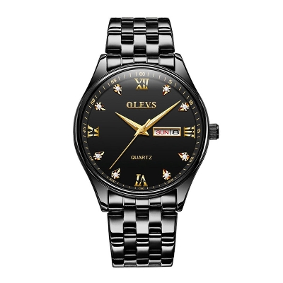 Picture of Olevs 5570 Black Stainless Steel Analoge Wrist Watch For Men