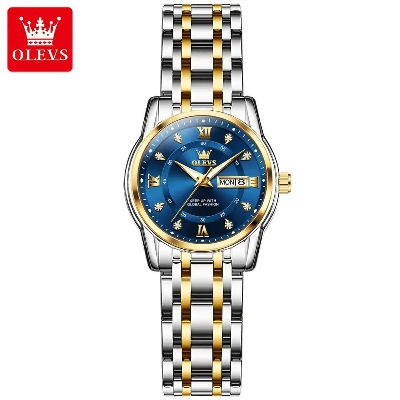 Picture of Olevs 5513L Silver Golden Two Tone Stainless Steel Analog Wrist Watch For Women