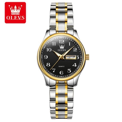 Picture of Olevs 5567 Silver Golden Two Tone Stainless Steel Analog Wrist Watch For Women