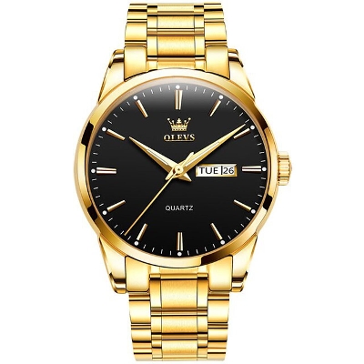 Picture of Olevs 6898 Golden Stainless Steel Analoge Wrist Watch For Men