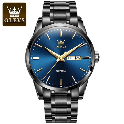 Picture of Olevs 6898 Black Stainless Steel Analoge Wrist Watch For Men