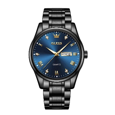 Picture of Olevs 5563 Black Stainless Steel Analog Wrist Watch For Men