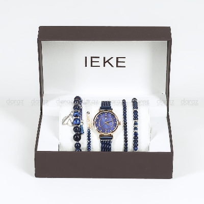 Picture of IEKE 88055 Standard Royal Blue Mesh Stainless Steel Analog Watch For Women - RoseGold & Royal Blue