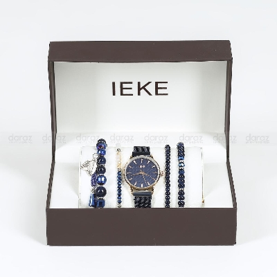 Picture of IEKE 88046 Standard Royal Blue Mesh Stainless Steel Analog Watch For Women - RoseGold & Royal Blue