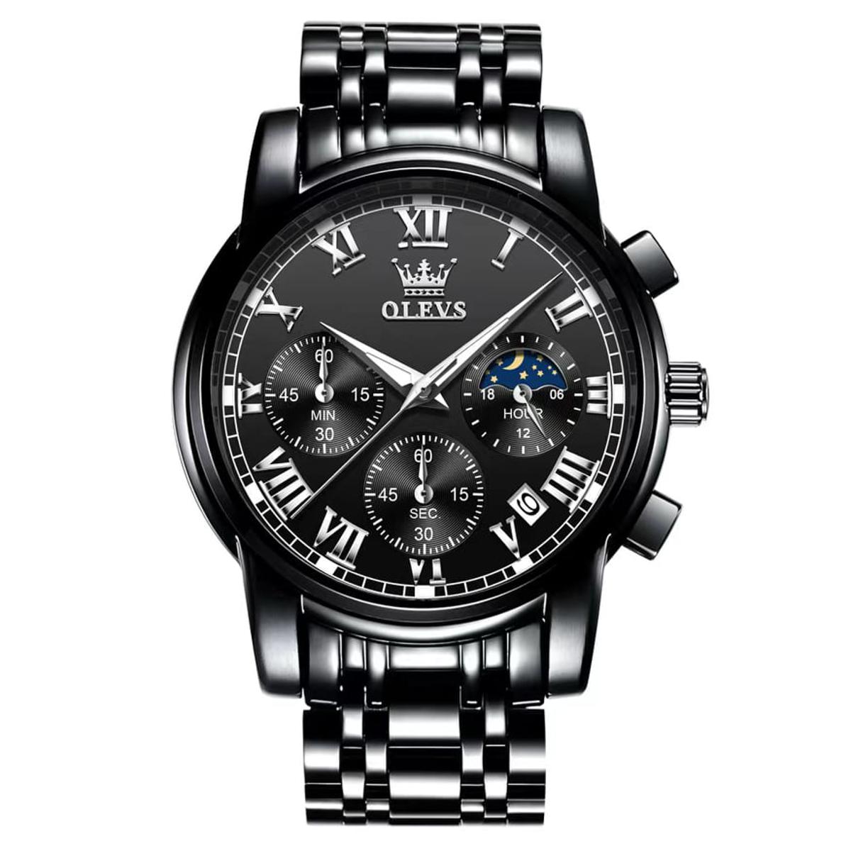 Picture of Olevs 2871S Black Stainless Steel Chronograph Wrist Watch For Men
