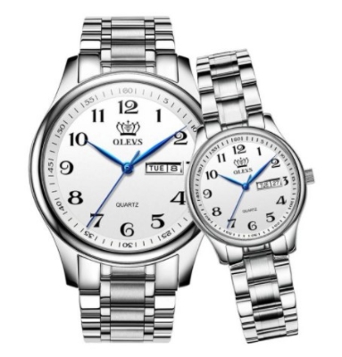 Picture of OLEVS 5567 Silver Stainless Steel Analog Wrist Watch For Couple