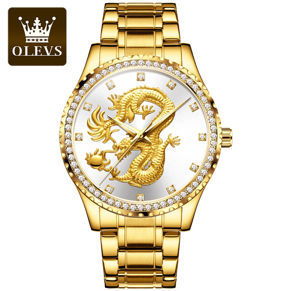Picture of Olevs 5515 Golden Stainless Steel Analog Wrist Watch For Men