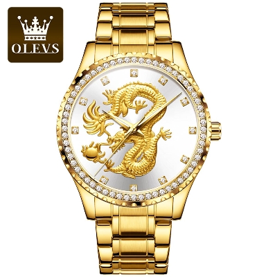 Picture of Olevs 5515 Golden Stainless Steel Analog Wrist Watch For Men