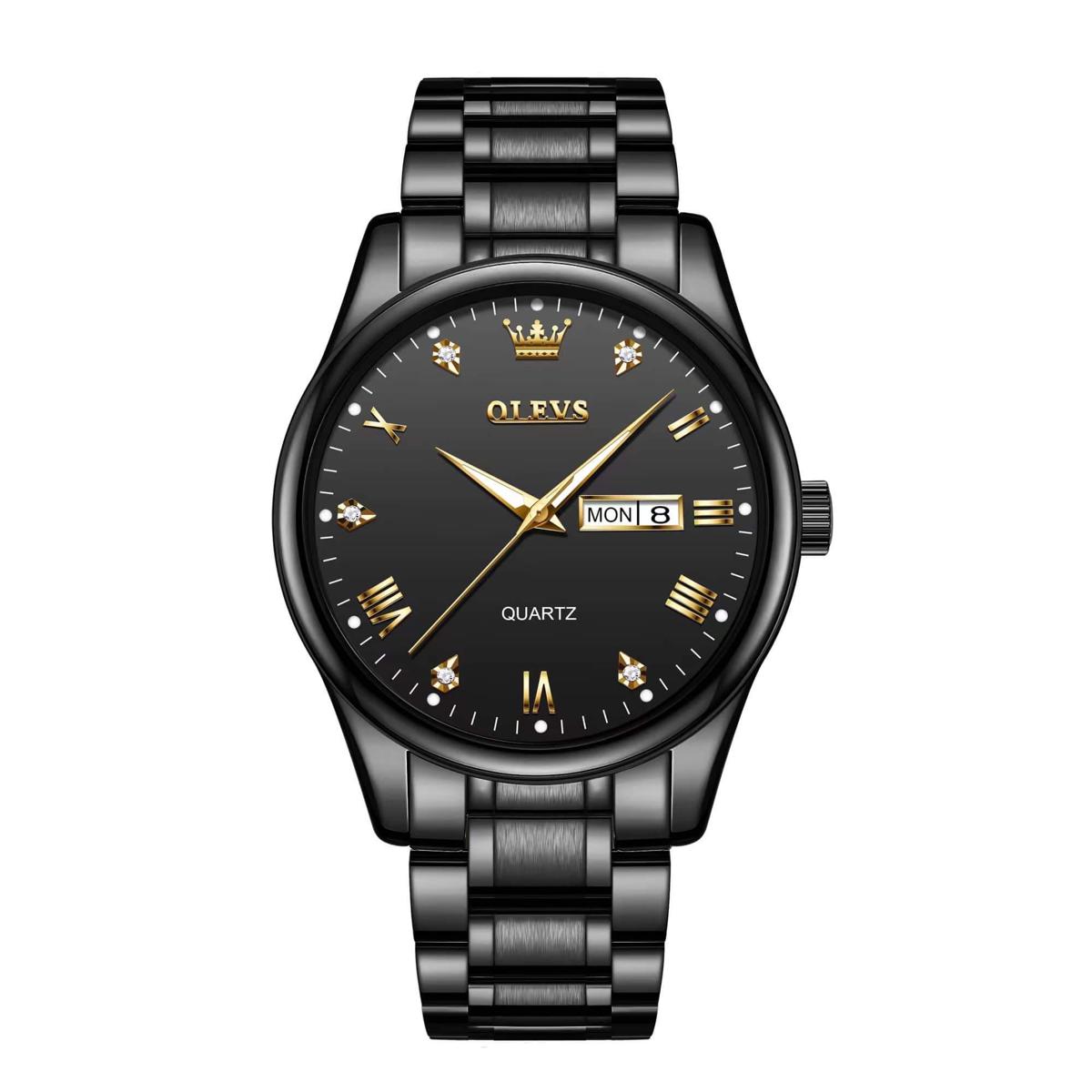 Picture of Olevs 5563 Black Stainless Steel Analog Wrist Watch For Men