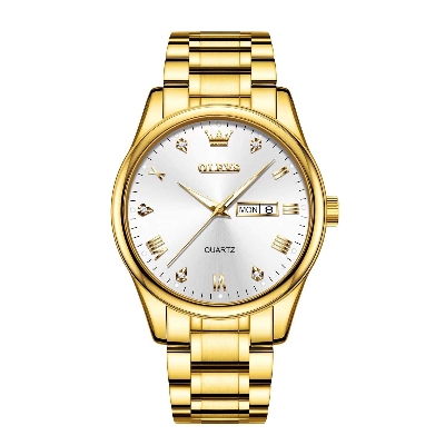 Picture of Olevs 5563 Golden Stainless Steel Analog Wrist Watch For Men