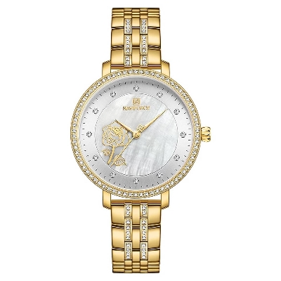 Picture of NAVIFORCE NF5017 Golden Stainless Steel Analog Watch For Women - White & Golden