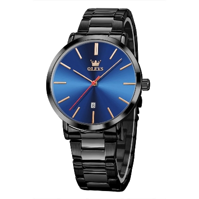 Picture of Olevs 701 Black Stainless Steel Analog Wrist Watch For Men