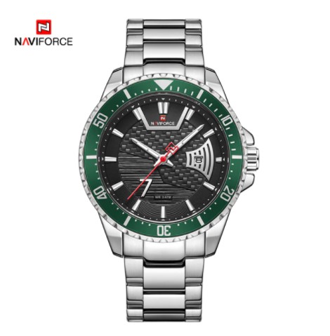 Picture of NAVIFORCE NF9191 Silver Stainless Steel Analog Watch For Men - Green & Silver
